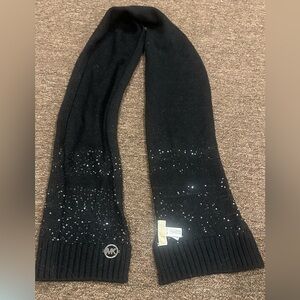 EUC! MICHAEL Michael Kors Black Sequin Fabric Rhinestone women's scarf